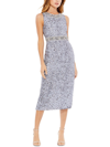 Mac Duggal Jewel-neck Sequin Midi Sheath Dress In Blue