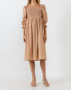 English Factory Floral Smocked Long Sleeve Midi Dress In Multi
