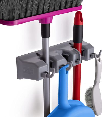 ZULAY KITCHEN (3 SLOTS) ORGANIZER UTILITY RACKS MOP HOLDER AND BROOM HANGER