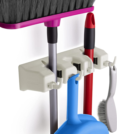 ZULAY KITCHEN (3 SLOTS) ORGANIZER UTILITY RACKS MOP HOLDER AND BROOM HANGER
