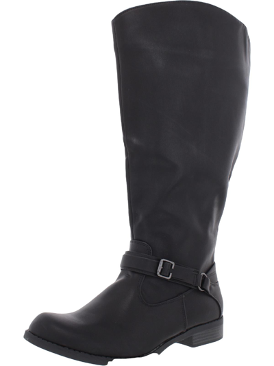 Easy Street Quinn Womens Faux Leather Tall Knee-high Boots In Black