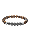 Fossil Tiger's Eye, Hematite And Steel Bracelet In Brown