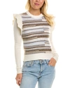 Autumn Cashmere Broken Stitch Cashmere Sweater In Beige