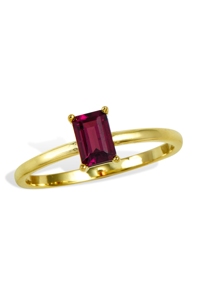 Savvy Cie Jewels 18k Gold Vemeil Birthstone Ring In Red