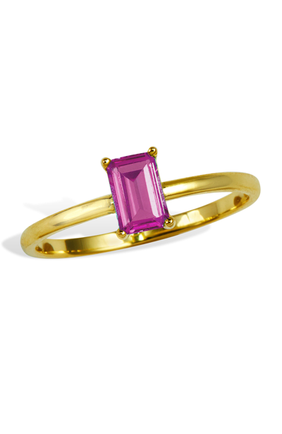 Savvy Cie Jewels 18k Gold Vemeil Birthstone Ring In Pink