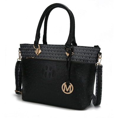 Mkf Collection By Mia K Grace Signature And Croc Embossed Tote Handbag In Black