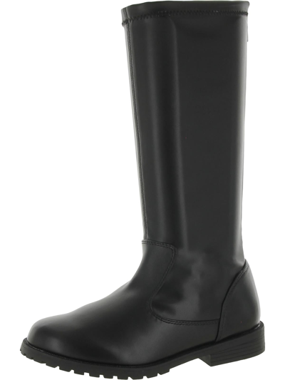 Nina Womens Leather Block Heel Mid-calf Boots In Black