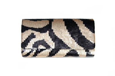 Tiana Striped Clutch In Multi In Blue