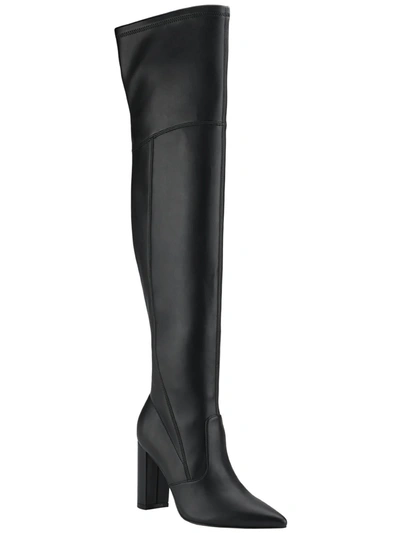 Marc Fisher Lezli Womens Faux Leather Tall Thigh-high Boots In Black