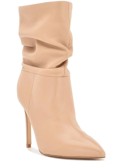 Nine West Jenn Womens Leather Pointed Toe Mid-calf Boots In Pink