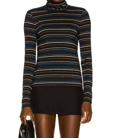 Veronica Beard Audrey Striped Turtleneck Top In Black/multi