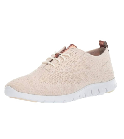 Cole Haan Women's Zerogrand Stitchlite Wool Oxford Sneakers In Shifting Sand Heather In Beige