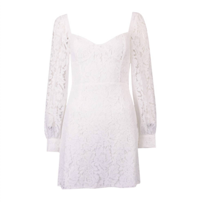 French Connection Long Sleeve Mini Dress In White Lace
