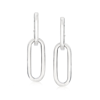 Ross-simons Italian Sterling Silver Paper Clip Link Hoop Drop Earrings In Silver