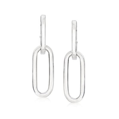 Ross-simons Italian Sterling Silver Paper Clip Link Hoop Drop Earrings