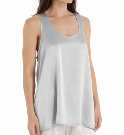 Pj Harlow Laura Satin Racerback Tank In Dark Silver In Blush