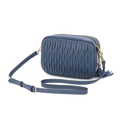 Tiffany & Fred Paris Tiffany & Fred Pleated Lambskin Leather Messenger/shoulder Bag In Blue