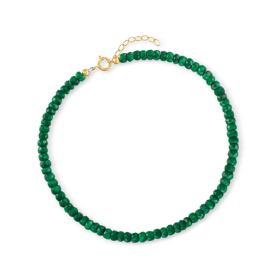 Canaria Fine Jewelry Canaria Emerald Bead Anklet In 10kt Yellow Gold In Green