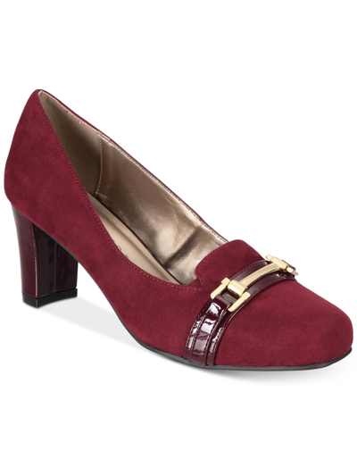 Karen Scott Penzey Womens Faux Suede Square Toe Pumps In Pink