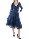 Mac Duggal Floral Appliqué Lace Fit & Flare Cocktail Dress In Blue