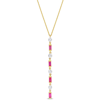 Mimi & Max 1/5ct Tdw Diamond & 1/6 Tgw Baguette Cut Ruby Lariat Necklace In 10k Yellow Gold- 16.5 In In Red