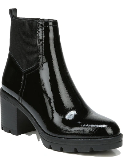 Naturalizer Verney 2 Womens Patent Leather Block Heel Ankle Boots In Black