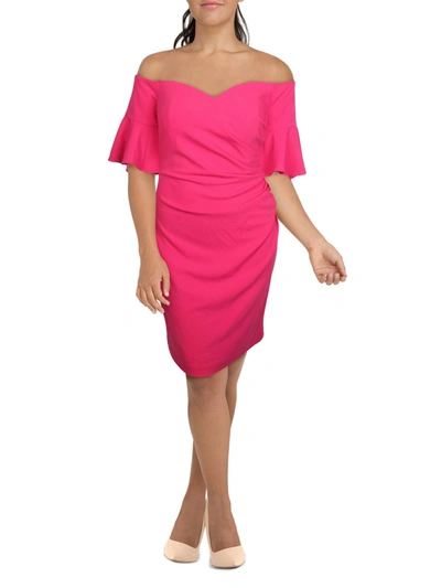 Calvin Klein Womens Ruffled Knee-length Sheath Dress In Pink