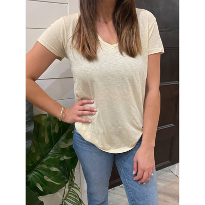 Sundry Vneck Tee In Cream In Beige