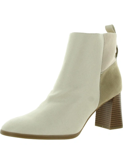 Lifestride Foxy Womens Faux Suede Almond Toe Ankle Boots In White