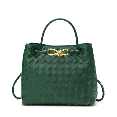 Tiffany & Fred Paris Woven Leather Top-handle/ Shoulder Bag In Green