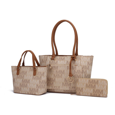 Mkf Collection By Mia K Lady Ii M Signature Tote & Wallet Set In Beige