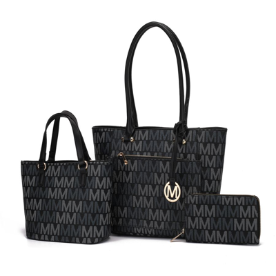 Mkf Collection By Mia K Lady Ii M Signature Tote & Wallet Set In Black