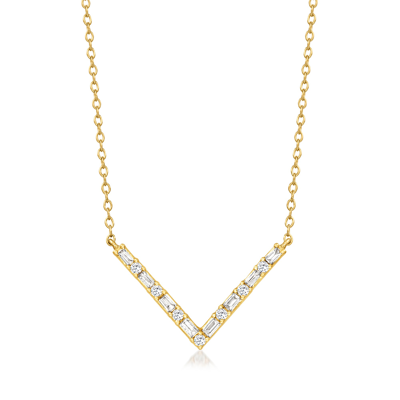 Rs Pure By Ross-simons Diamond Chevron Necklace In 14kt Yellow Gold In Multi
