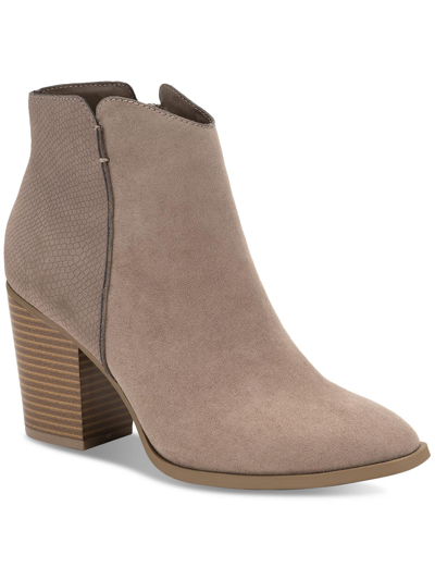Sun + Stone Graceyy Womens Microsuede Embossed Ankle Boots In Grey