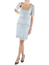 ADRIANNA PAPELL WOMENS MESH EMBELLISHED COCKTAIL AND PARTY DRESS