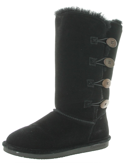 Bearpaw Lori Womens Suede Faux Fur Lined Winter Boots In Black