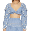 Loveshackfancy Milanti Tie-front Ruffled Broderie Anglaise Cotton And Linen-blend Top In Multi
