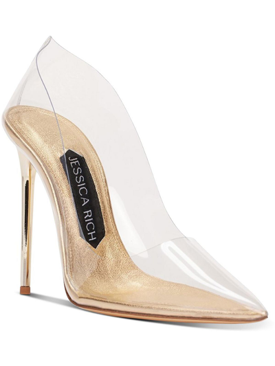 Jessica Rich Fancy Stiletto Womens Clear Vinyl Pointed Toe Pumps In Gold