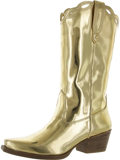 Circus By Sam Edelman Jill Womens Patent Embossed Cowboy, Western Boots In Gold