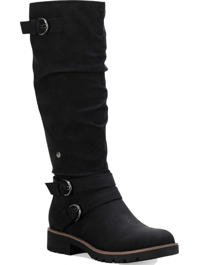 Sun + Stone Brinley Womens Faux Leather Tall Knee-high Boots In Black