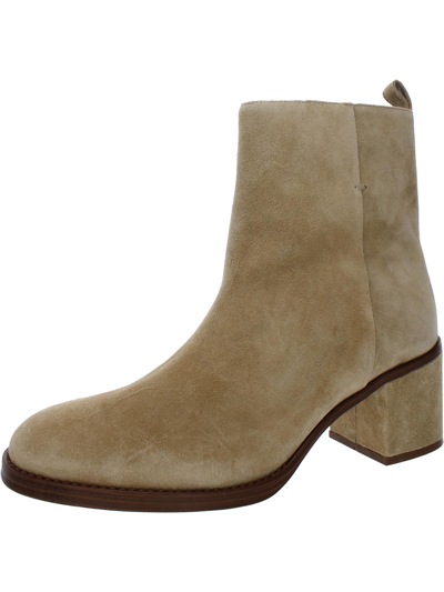 Vince Camuto Zeorsh Womens Leather Round Toe Ankle Boots In Beige