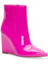 Inc Azah Womens Patent Leather Pointed Toe Ankle Boots In Multi