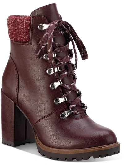 Sun + Stone Octavia Womens Faux Leather Ankle Combat & Lace-up Boots In Brown