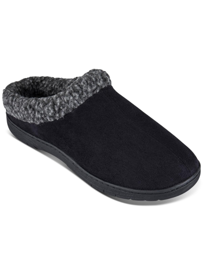 Haggar Mens Faux Suede Slip On Loafer Slippers In Black