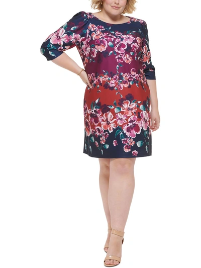 Jessica Howard Plus Womens Ombre Calf Midi Dress In Multi