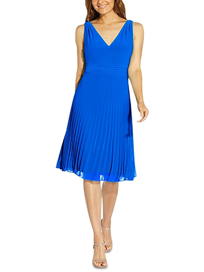 Adrianna Papell Womens Pintuck Midi Cocktail And Party Dress In Multi