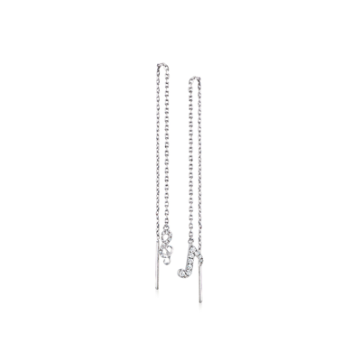 Rs Pure By Ross-simons Diamond Music Note Mismatched Threader Earrings In Sterling Silver