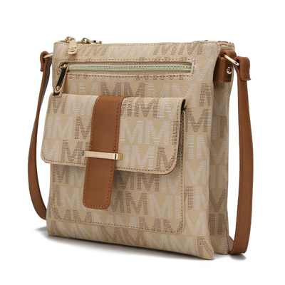 Mkf Collection By Mia K Jeni Multi Compartment Crossbody Handbag In Beige