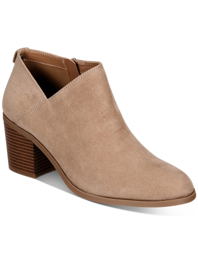 Style & Co Felaa Womens Faux Suede Side Zip Ankle Boots In Beige