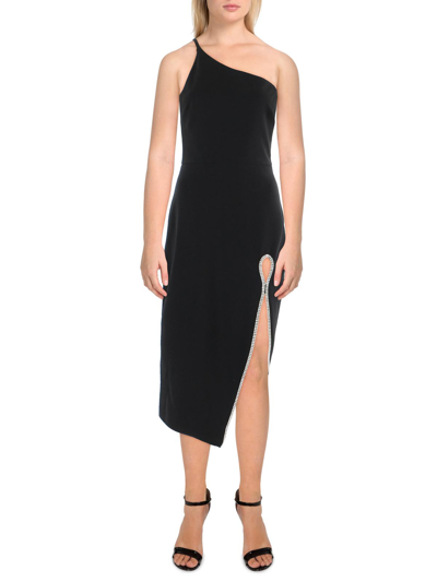 Xscape Womens Knit One Shoulder Midi Dress In Black